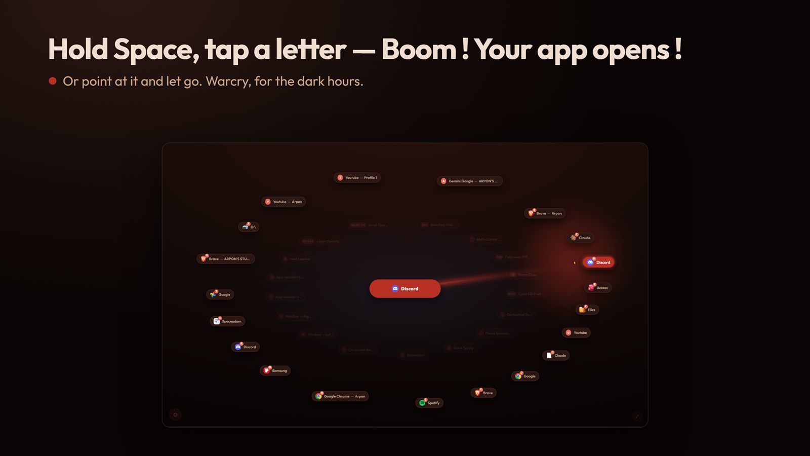 Hold Space, tap a letter