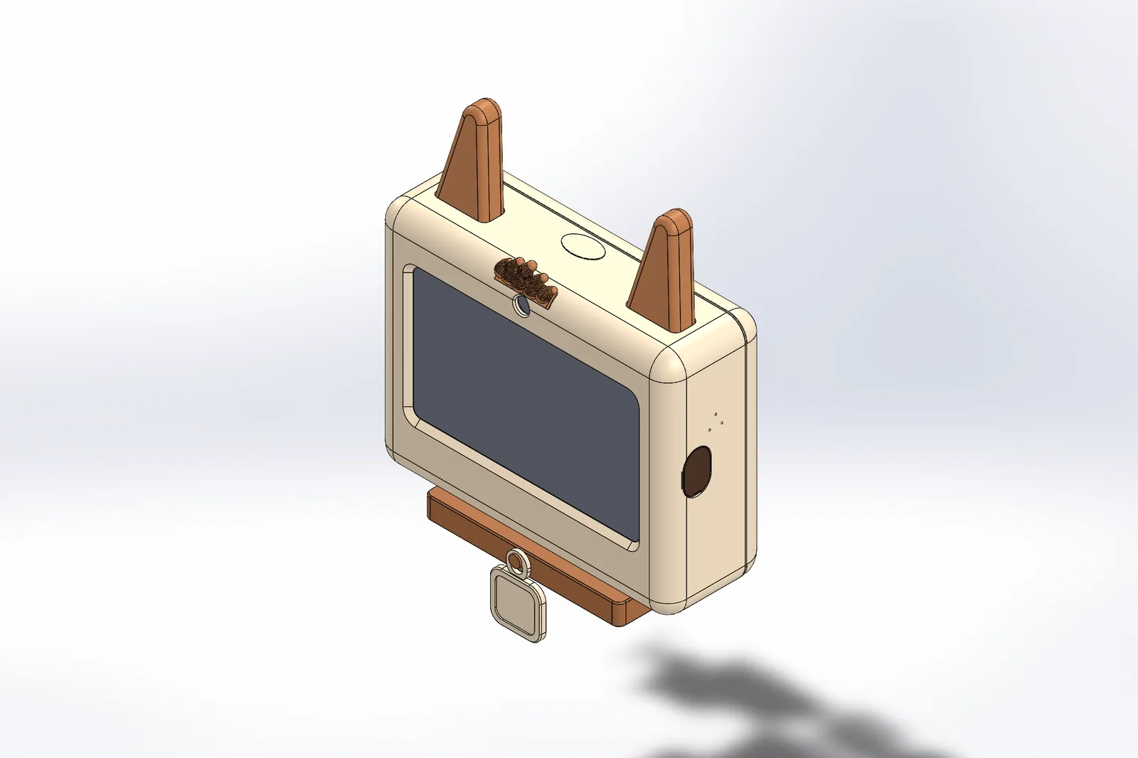 CAD: close-up of the forehead tuft over the camera lens