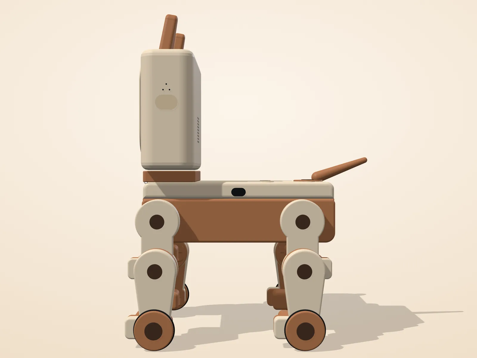 Spike from the side: head, body, tail and the wheel paws